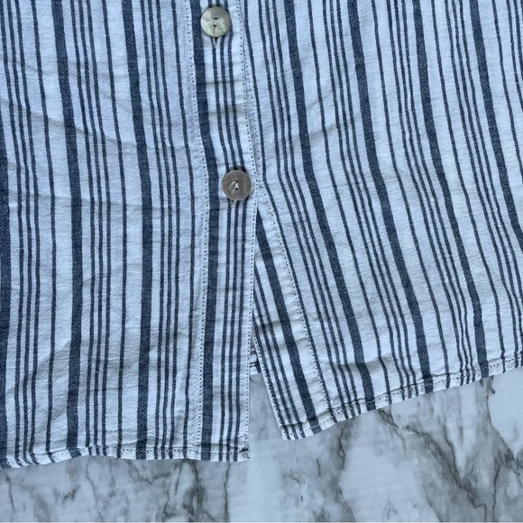 Max Studio | blue white striped cotton linen blend sleeveless top Size large - Picture 6 of 8